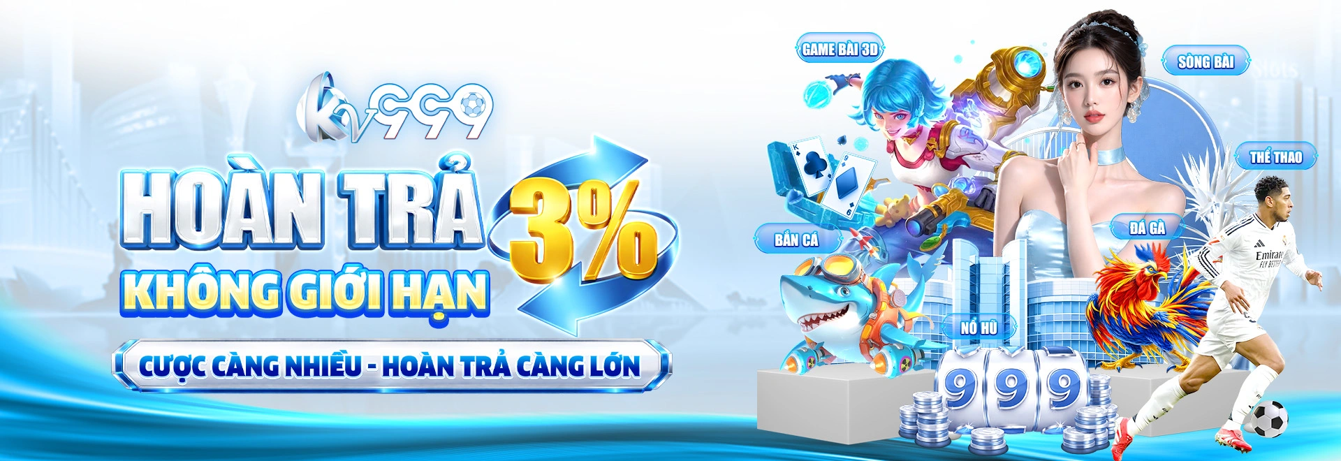 Banner nội dung casino và slot tại KV999